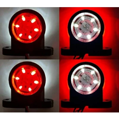 Afbeelding van VNVIS 4 kleine led zijmarkeringslichten 12/24 V rood/wit voor vrachtwagenchassis en camperaanhanger