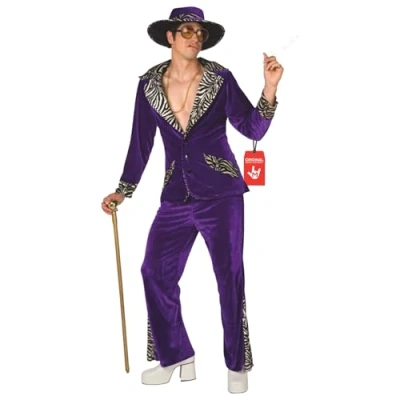 Afbeelding van Morph kostuum jaren 80 heren, Pimp voor paars, discokostuum kostuum, carnavalskostuum maat XL
