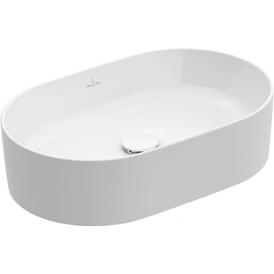 Afbeelding van Villeroy &amp; Boch Collaro opzetwastafel ovaal wit ceramic+ (56 x 36 cm)