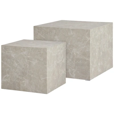 Afbeelding van House Nordic Salontafel Prague Marmerlook Beige Set Van 2