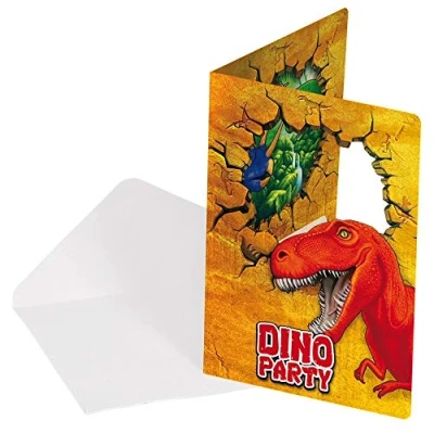 Afbeelding van Dinosaurus Uitnodiging Dino Party 6 stuks