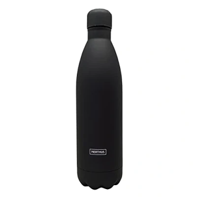 Afbeelding van NERTHUS FIH 855 dubbelwandige fles, zwart, 1000 ml, roestvrij staal, BPA vrij, 18/8, ml