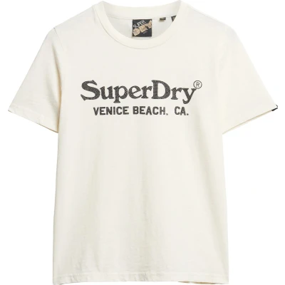 Afbeelding van Superdry Tshirt print, Dames, Maat: 36, Cream slub