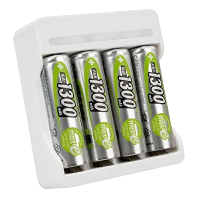 Afbeelding van ANSMANN Basic IV acculader + 4 x HR6 1300mAh 1,2V (1 stuk) mini oplader voor 1 NiMH Mignon AA/Micro AAA batterijen compacte