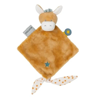 Afbeelding van Nattou ezel Leo Knuffeldoekje Doudou 30 cm Donker warm beige