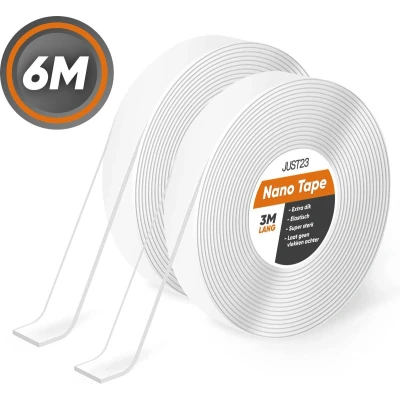 Afbeelding van JUST23 Nano tape 6 Meter Dubbelzijdig Plakband Extra Sterk Herbruikbaar Plakken Zonder Boren Dubbelzijdige