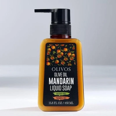 Afbeelding van Olivos Handzeep met zeeppompje Mandarijn vloeibare zeep 450 ml Vloeibaar Zeeppomp