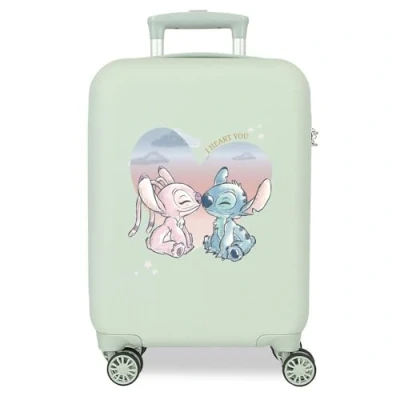 Afbeelding van Joumma Disney schattige Stitch, cabinekoffer, Groen, 33 x 50 20 cm, stijf, 2 kg, zijcijfersluiting, ABS, l, handbagage, Talla única, Handbagage