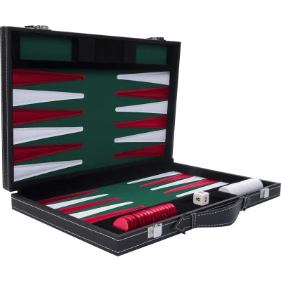 Afbeelding van Back gammon 11 inch (groen/ rood/ wit gestikt)