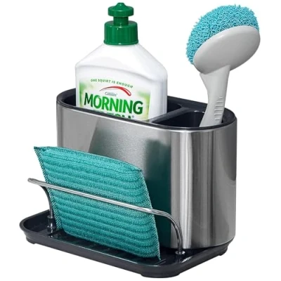 Afbeelding van Gootsteenorganiser, caddy Sink Gebied Organisator, spoelbak organizer, opberghulp voor de spoelbak, Keuken gootsteenhouder, spons, afwasborstel en afwasmiddel houder roestvrij staal
