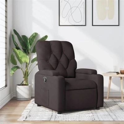 Image de vidaXL Fauteuil inclinable Marron foncé Tissu372446