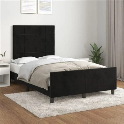 Afbeelding van vidaXL Bedframe met hoofdeinde fluweel zwart 120x200 cm
