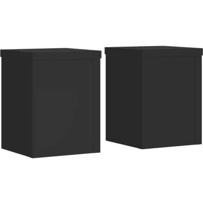 Afbeelding van Plantenstandaards 2 st 15x15x20 cm bewerkt hout zwart