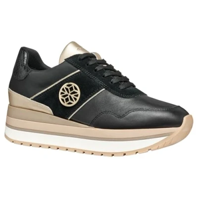 Afbeelding van Geox NEW Kency Sneakers laag, Dames, Maat: 40, Black Leer en textiel