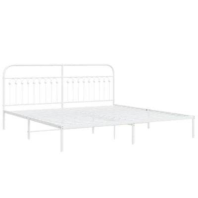 Afbeelding van Bedframe met hoofdbord metaal wit 193x203 cm