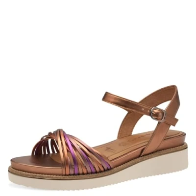 Afbeelding van Tamaris Sandalen met plateauzool, Dames, Maat: 38, Copper comb Kunststof