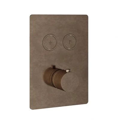 Afbeelding van HotBath Cobber Afbouwdeel Inbouwthermostaat met 2 pushbuttons Verouderd Messing PB009QEXTAB