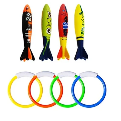 Afbeelding van TOPWAYS® Underwater Pool Diving Rings Sticks, duiken zwembad klinkt stokken, duiktorpedo speelgoed voor zwembadtraining kinderen