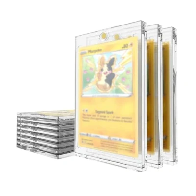 Afbeelding van Mcbazel Set van 10 magnetische kaarten, acrylbehuizing, transparant, 35PT voor verzamelkaartspellen, bescherming, kaartverzamelkaarthouder, met uv bescherming