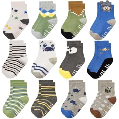 Afbeelding van Yafane 12 paar kleurrijke ademende katoenen sokken van 0 7 jaar voor baby&#039;s, uniseks, meisjes en jongens, ideaal cadeau, Veelkleurig 5