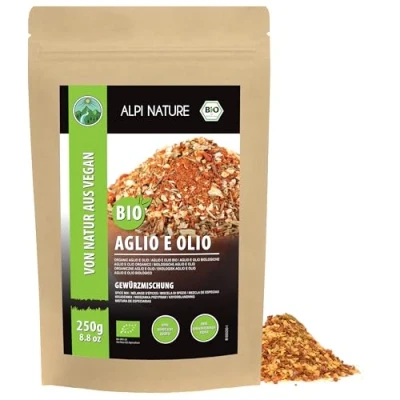 Afbeelding van biologische Aglio e Olio specerijen (250 g), kruidenmix, 100% natuurlijk, ingrediënten uit teelt, spaghettikruiden zonder kunstmatige toevoegingen