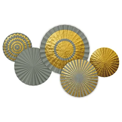 Afbeelding van Folat Honeycomb Waaiers Golden Dawn 5 stuks