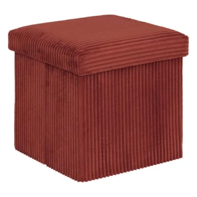Afbeelding van Atmosphera Poef velvet 38x38x38cm Opvouwbaar Rood