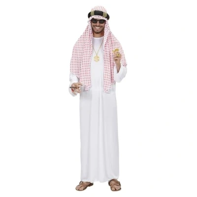Afbeelding van Widmann 1001 Nacht &amp; Arabisch Midden Oosten Kostuum Arabische Sheik Man Rood, Wit / Beige XL Carnavalskleding Verkleedkleding