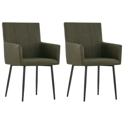 Afbeelding van Eetkamerstoelen 2 st met armleuningen stof bruin