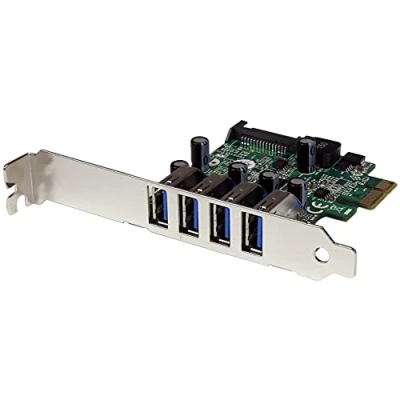 Afbeelding van StarTech.com PCI Express 4 poorts USB 3.0 (5Gbps) SuperSpeed PCIe adapter met UASP en SATA voeding (PEXUSB3S4V)