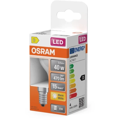 Afbeelding van OSRAM 4099854468711 LED lamp Energielabel D (A G) E14 3.4 W Warmwit (Ø x h) 45.00 mm 1 stuk(s)