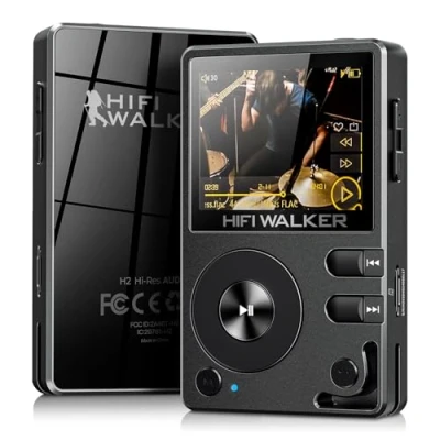 Afbeelding van hifi WALKER H2 Hi Res Bluetooth MP3 speler, audiofiele muziekflac speler met DSD DAC, 64 GB draagbare audiospeler, ondersteunt tot 256