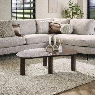 Afbeelding van Osborn salontafel 110 cm niervormig Maya teak bruin