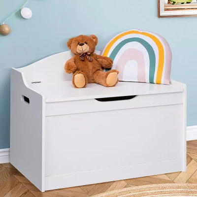 Image de Banc coffre de rangement enfant MATEO en bois blanc
