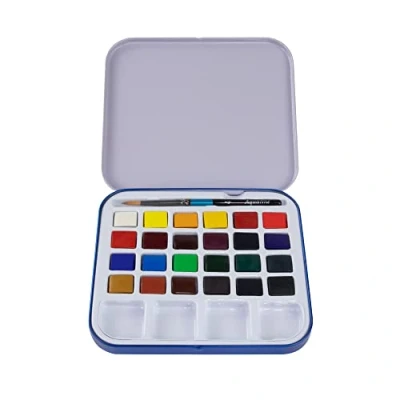 Afbeelding van DALER ROWNEY Aquafine aquarel reisset, 24 halve containers, 1 kwast en palet
