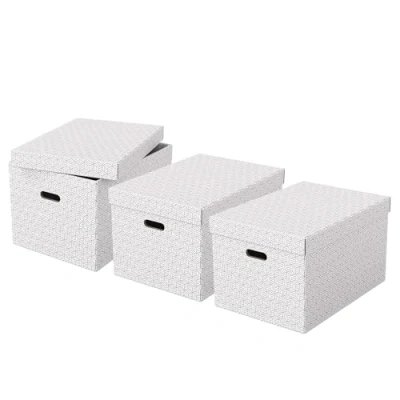 Afbeelding van Esselte Home Opbergdoos, Ft 35,5 X 51 30,5 Cm, Wit, Pak Van 3 Stuks Archiefdoos