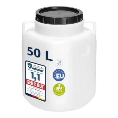 Afbeelding van Garronda 50l Kunststof Trommel Met Deksel Regenton Vat HDPE Voedselvat Tuin Hobbock Wit GD STE BarrelP