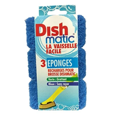 Image de Produit entretien vaisselle DISHMATIC Lot de 3 recharges éponges bleues