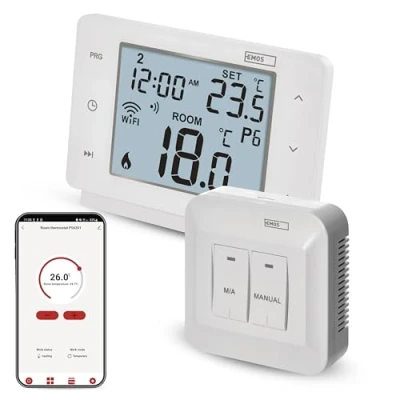 Afbeelding van EMOS GoSmart WiFi kamerthermostaat met app, programmeerbare intelligente thermostaat voor verwarming, koeling, draadloze compatibel Tuya, Alexa, Google