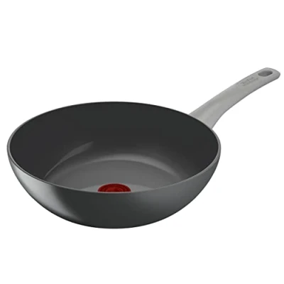 Image de Tefal C4271932 Renew ON, poêle wok en céramique 28 cm Revêtement antiadhésif céramique, Eco conçu, Aluminium recyclé, Thermo Signal, Sans PFAS, Tous feux dont induction, Gris