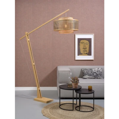 Afbeelding van GOOD&amp;MOJO Vloerlamp Bhutan Bamboe/Zwart 165x50x207cm Scandinavisch,Bohemian Staande lampen voor Woonkamer Slaapkamer