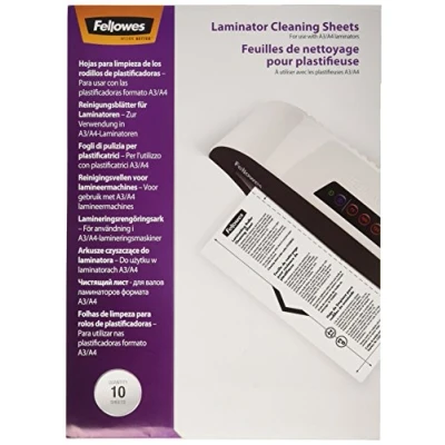Image de Fellowes Lot De 10 Feuilles Nettoyage Naturel Pour Plastifieuse A4 A3