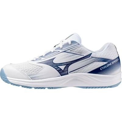 Afbeelding van Mizuno Cyclone Speed 5 Volleybalschoenen, Heren, Maat: 43, White/blue Textiel/ synthetisch