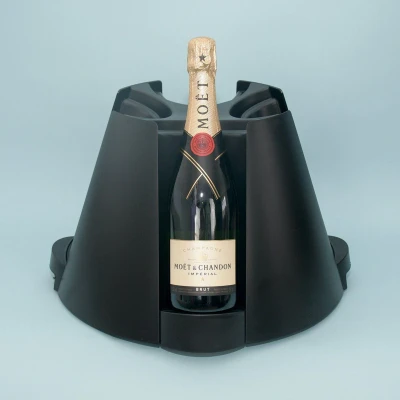 Afbeelding van Multivino roterende wijnkoeler Innovatief zwart design met 4 koelelementen Voor flessen Perfect temperatuurbehoud