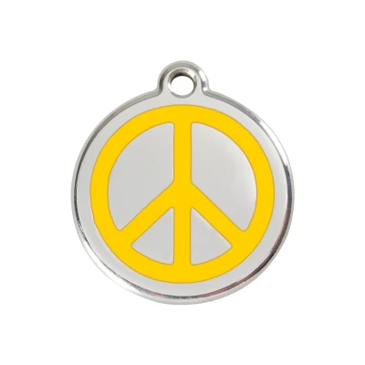 Afbeelding van Peace Yellow roestvrijstalen hondenpenning medium/gemiddeld dia. 3 cm RedDingo