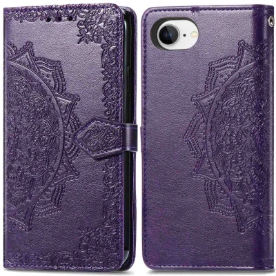 Afbeelding van imoshion Hoesje Geschikt voor iPhone 16e Mandala Bookcase Paars
