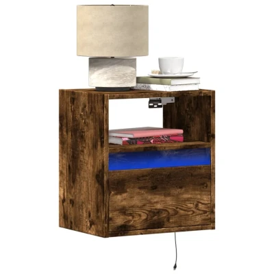 Afbeelding van Tv wandmeubel met LED verlichting 41x31x45 cm gerookt eiken
