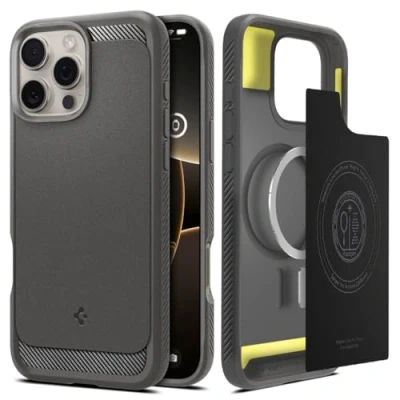 Afbeelding van Spigen Rugged Armor MagFit beschermhoes voor iPhone 16 Pro, grijs