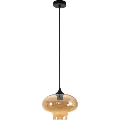 Afbeelding van Artdelight Hanglamp Toronto Ø 27 cm amber glas zwart