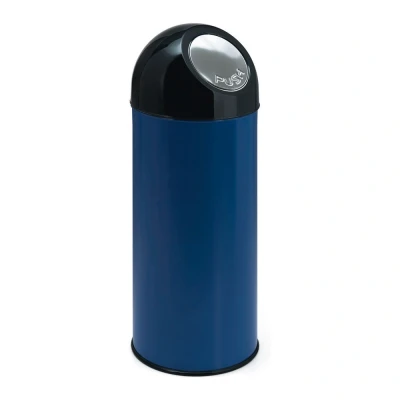 Afbeelding van Prullenbak 55ltr pushdeksel en binnemmer blauw/zwart
